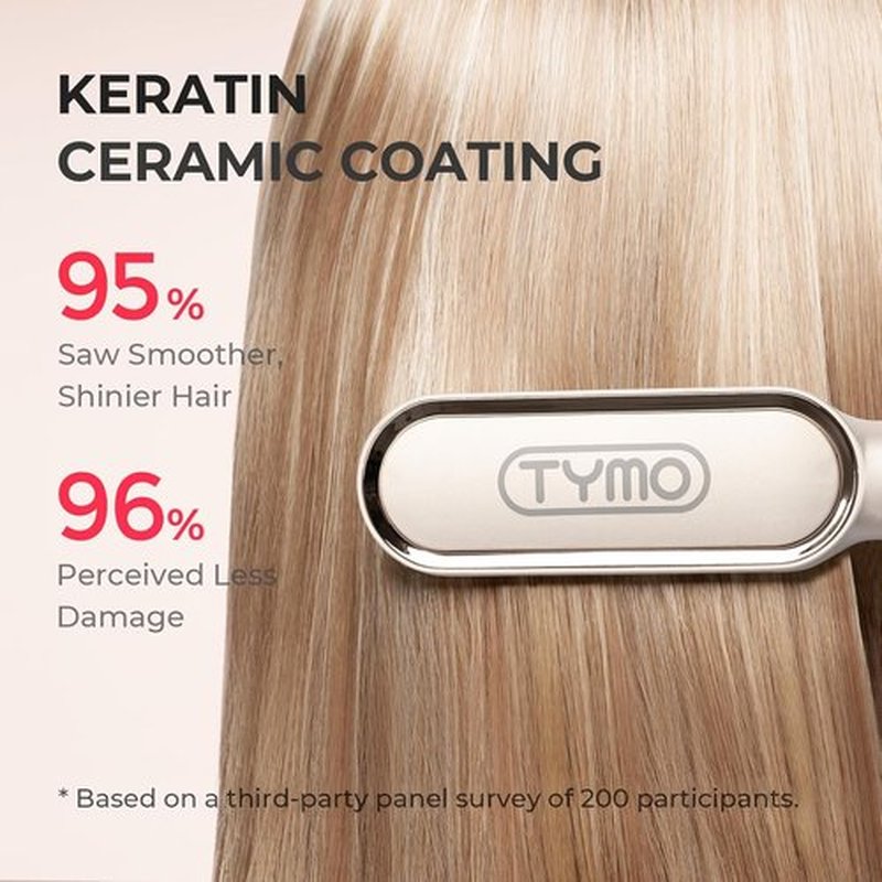 TYMO Ring Hair Straightener Brush - Fast Heating Comb with 5 Temperature Settings | Gold Finish