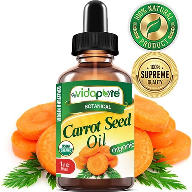 MYVIDAPURE Organic CARROT SEED OIL Certified Organic WILD GROWTH Daucus Carota RAW 100% Pure VIRGIN UNREFINED Undiluted for Skin, Face, Hair, Lip and Nail Care (1 Fl Oz)