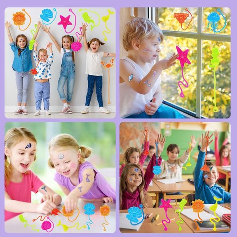48PCS Mermaid Party Favors - 24PCS Temporary Tattoos & 24PCS Stick Hands - Perfect Birthday Party Supplies, Goodie Bag Stuffers, Treasure Box Toys, Classroom Prizes, and Student Gifts