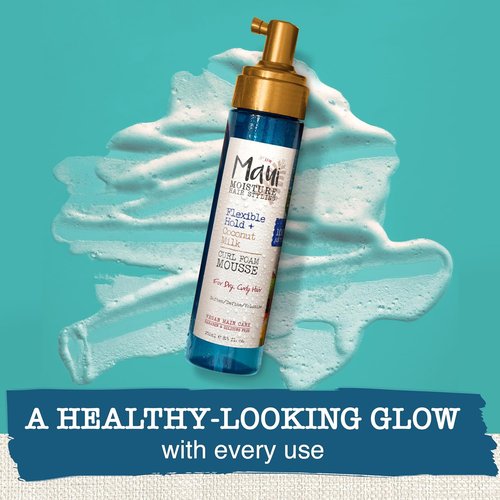 Maui Moisture Curl Foam Mousse - Flexible Hold with Coconut Milk for Curly Hair, 8.5oz | No Drying Alcohols, Parabens, or Silicone