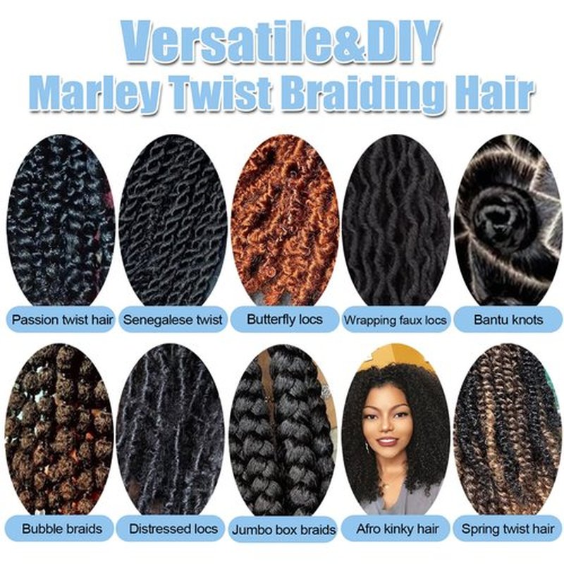 Marley Afro Cuban Twist Hair, 12 Inch, Black & Gray, Passion Twist, Crochet, Kinky Twist for Braiding and Soft Locs, Faux Locs (6 Packs)