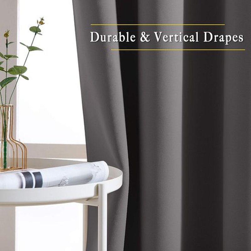 NICETOWN Gray Blackout Curtains - 84-Inch Thermal Drapes for Bedroom | Room Darkening Grommet Panels (2 Pack)