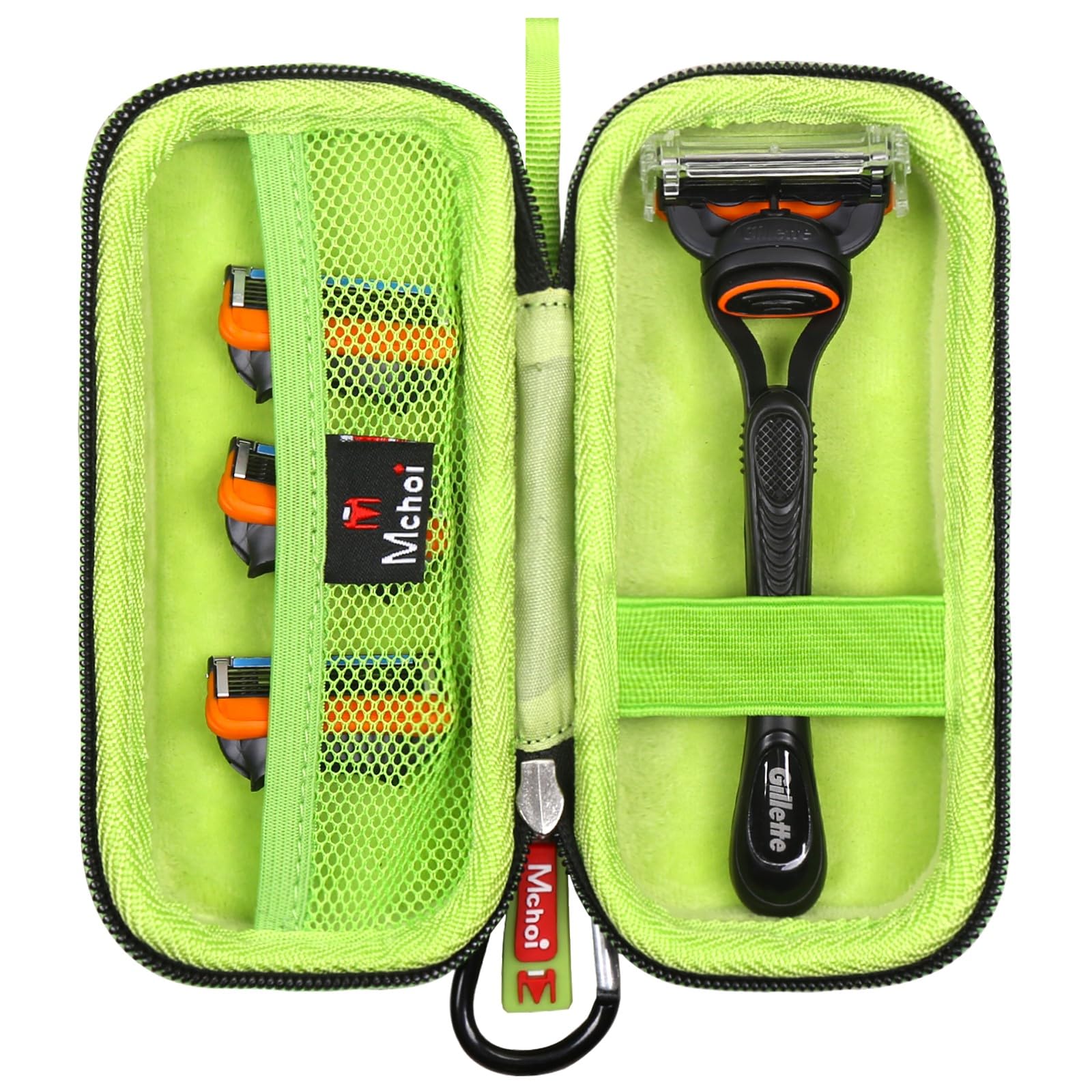 Mchoi Hard Carrying Case Fits for Fusion5 Men’s Razor & Proglide Shield Men's Razor, Case Only (Black, Green)