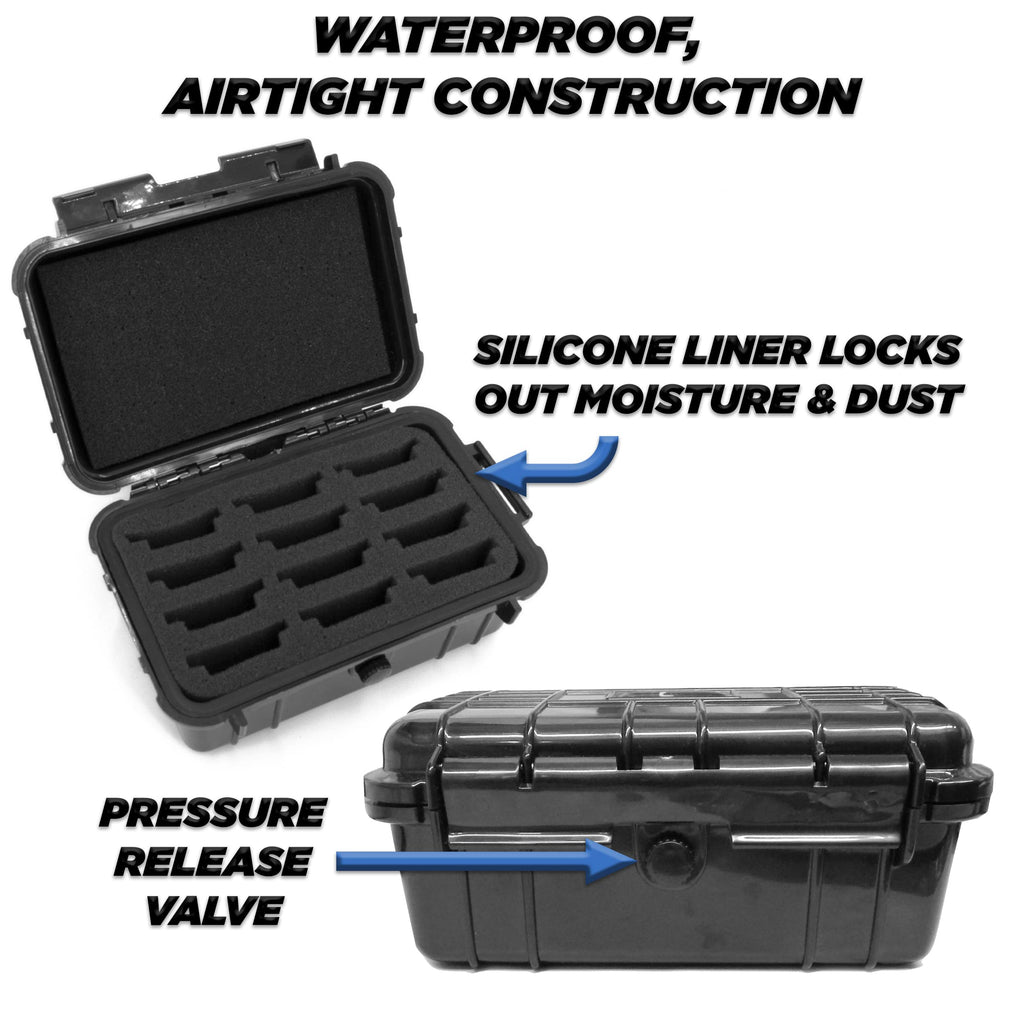 CASEMATIX Protective Clipper Blade Holder for 12 Blades - Waterproof Clipper Blade Storage Case with Custom Barber Blade Holder Foam Interior and Hard Shell Impact-Resistant Outer, Case Only