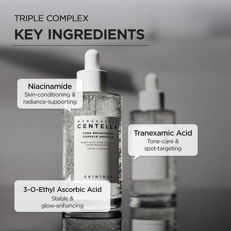 SKIN1004 Tone Balancing Capsule Ampoule, Niacinamide & Centella Serum for Face, Korean Hydrating Facial Serum for Dark Spot & Skin Tone with Tranexamic Acid, Korean Skin Care, 1.69fl.oz / 50ml