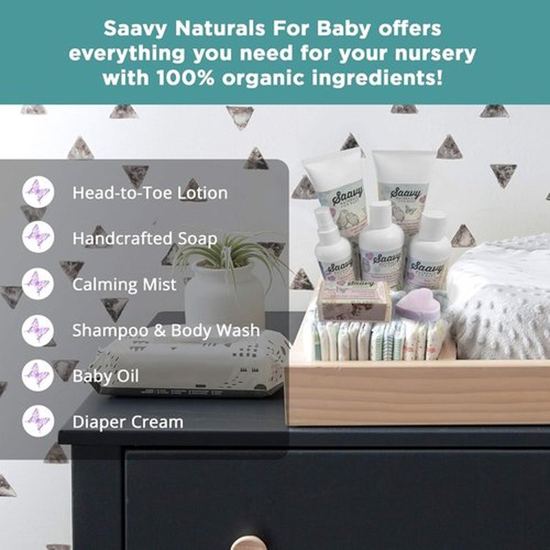 Saavy Naturals Baby Diaper Cream - Organic Rash Ointment with Zinc Oxide, Arnica & Aloe | 2.5oz Unscented, 2 Pack
