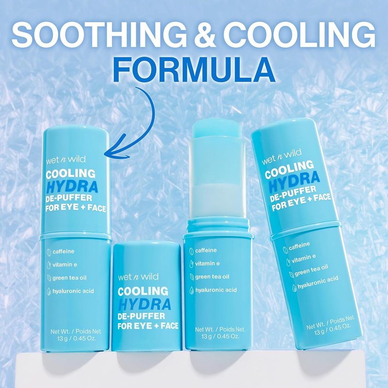Wet n Wild Cooling Hydra De-Puffer - Soothing Face Primer Stick with Vitamin E & Caffeine | Vegan & Cruelty-Free (Pack of 2)