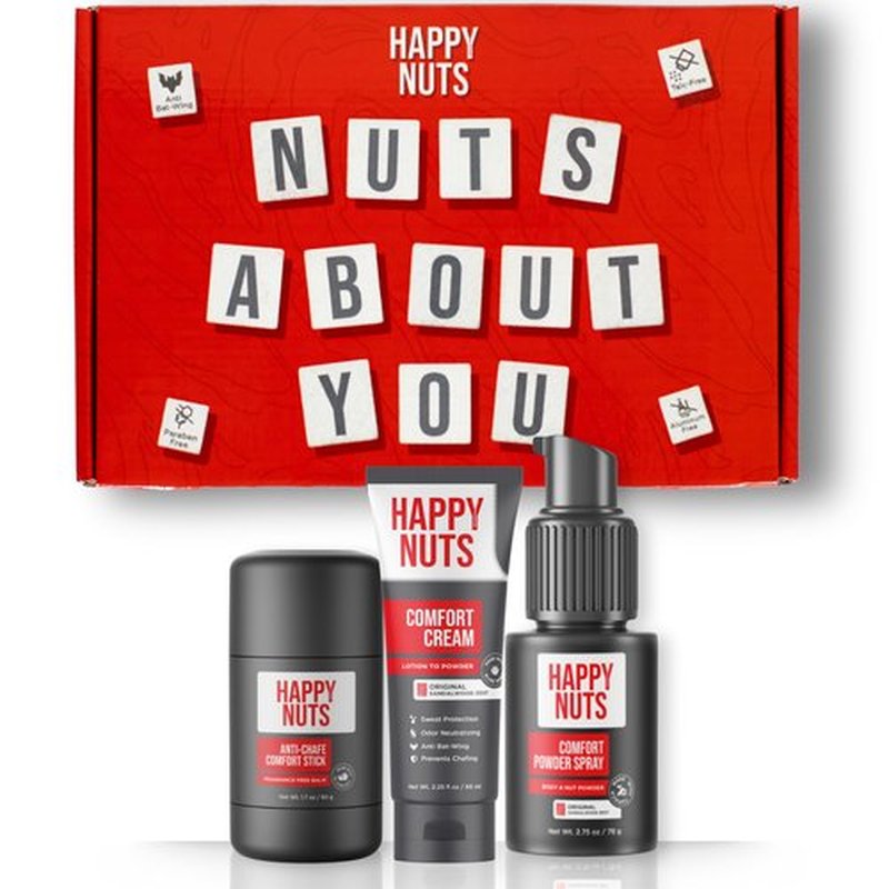 HAPPY NUTS - Nuts About You Anti Chafing Deodorant Essentials Bundle Kit - Gift Set for Men to Stay Fresh All Year Long