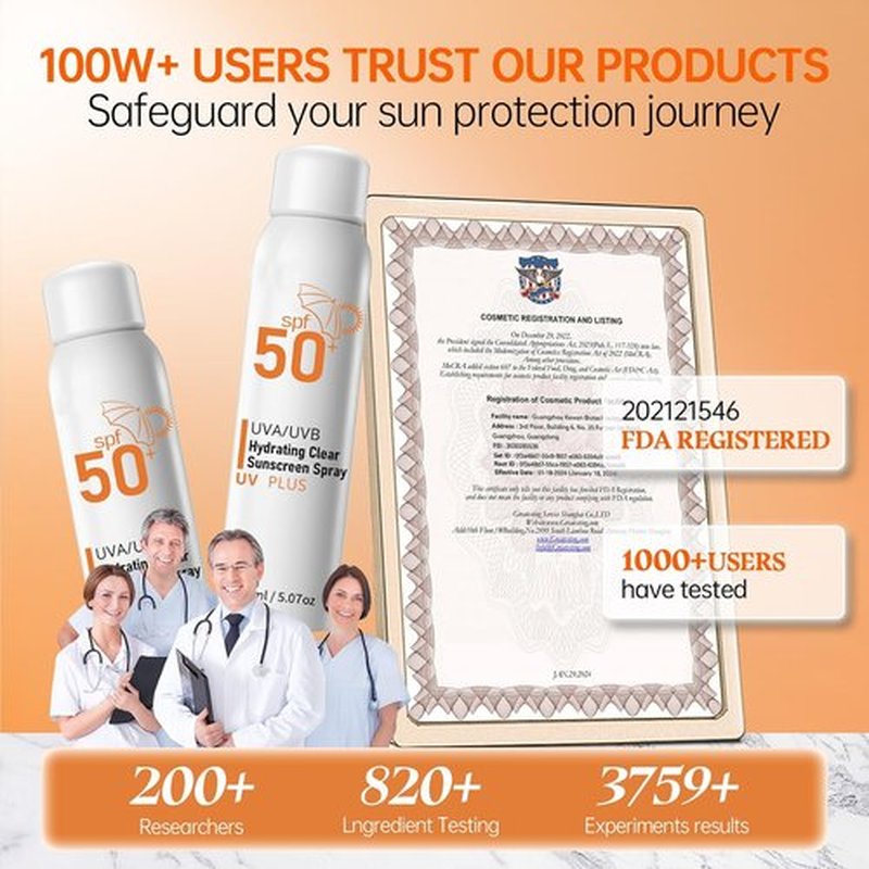 **Sunscreen Spray SPF 50+ - Reef Safe Broad Spectrum UVA/UVB Protection | Oil-Free, Water Resistant, 5.07oz**