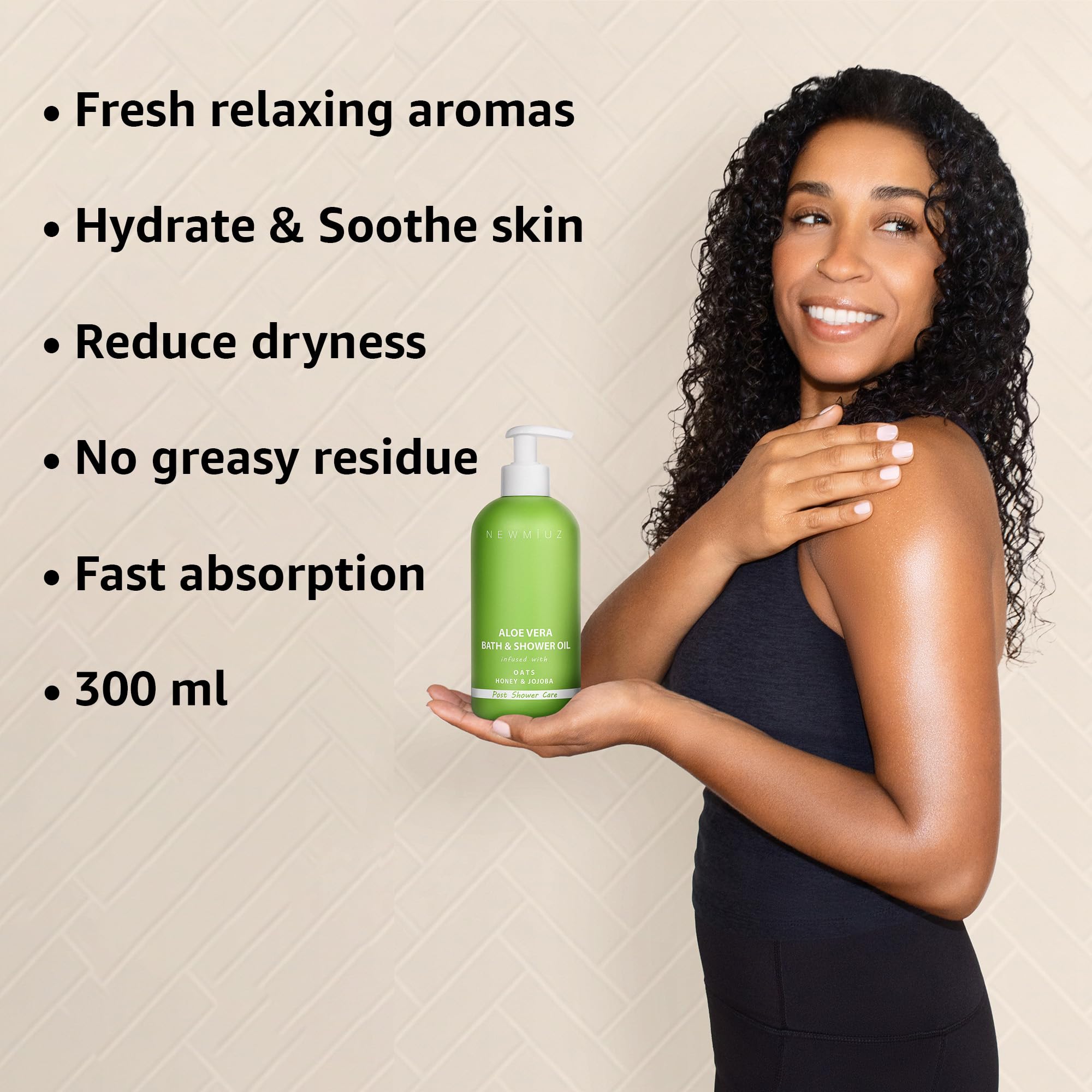 New Miuz Aloe Vera In Shower Body Conditioner Natural Post Shower Care Moisturizer for Body Legs Soothing Bath Oil Honey Oats Jojoba Self Care Spa Gift