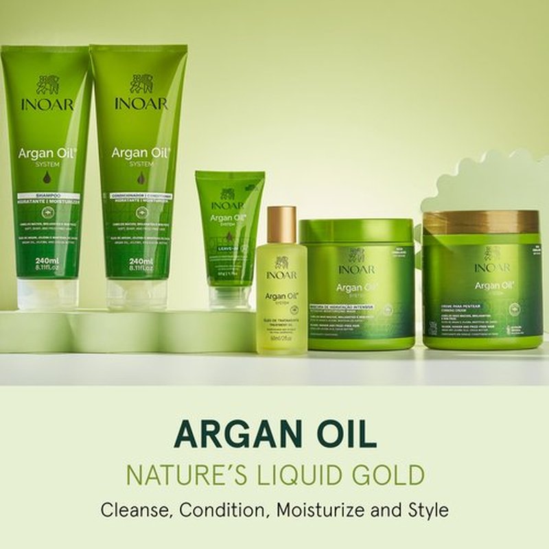 INOAR Argan Oil Combing Cream Creme de Pentear with Jojoba & Cocoa Butter for Deep Hydration & Smoothing, 17.6 Fl Oz