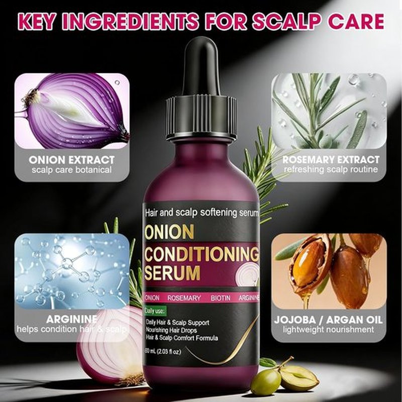 Onion Hair Growth Serum - Hydrating Scalp & Hair Care with Onion Extract, Rosemary & Biotin | 2.03 FL OZ (60ML)