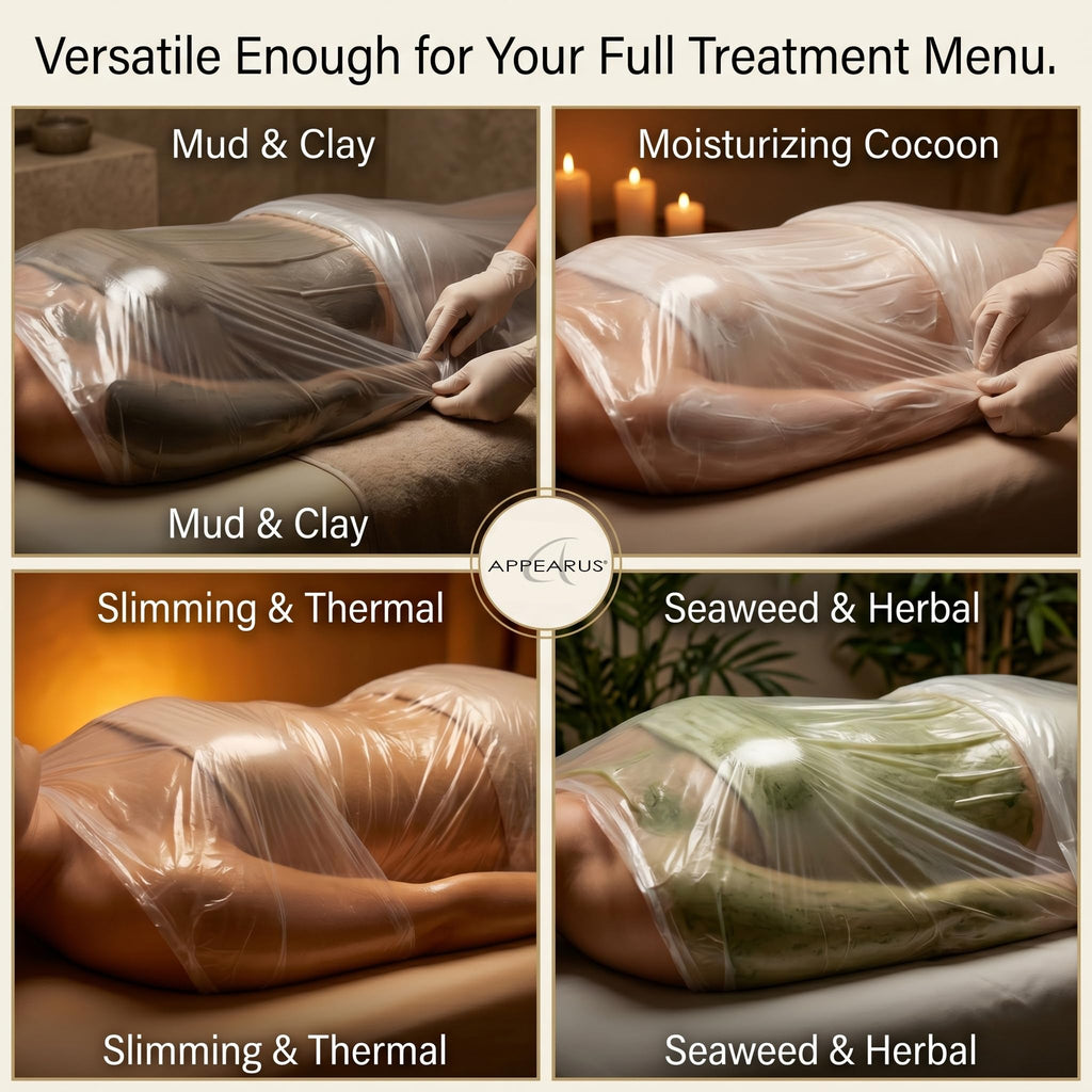 APPEARUS Extra Large Disposable Body Wrap Sheets 70x108 Pre-Cut Professional Plastic Film Liners for Spa Salon Moisturizing Skin Application 24 Count
