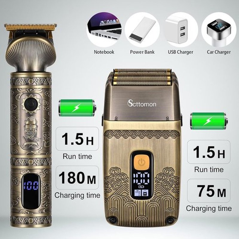 Scttomon T-Blade Hair Trimmers - Cordless Electric Shaver & Beard Grooming Kit for Men