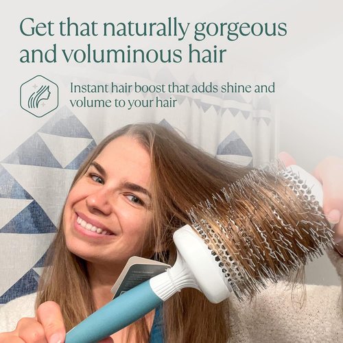 Skiennix Round Brush for Blow Drying - Extra Large Ceramic Ion Thermal Barrel for Maximum Volume | Lightweight Hair Brush (Bristle 3.4 in, Barrel 2.5 in)