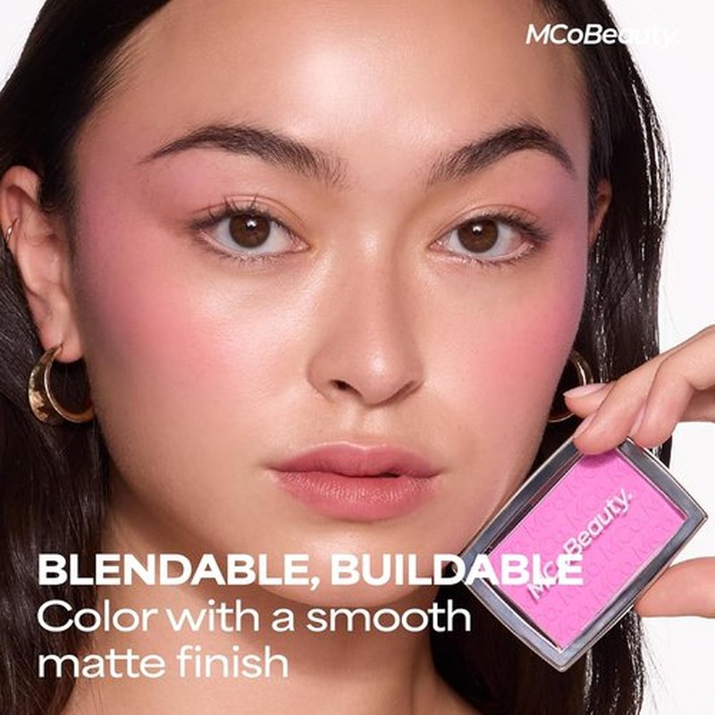 MCoBeauty Glow Up pH Powder Blush - Vivi Pink - Color Activated Soft Matte Blusher for Cheeks | Blendable, Long-Lasting Vegan Makeup
