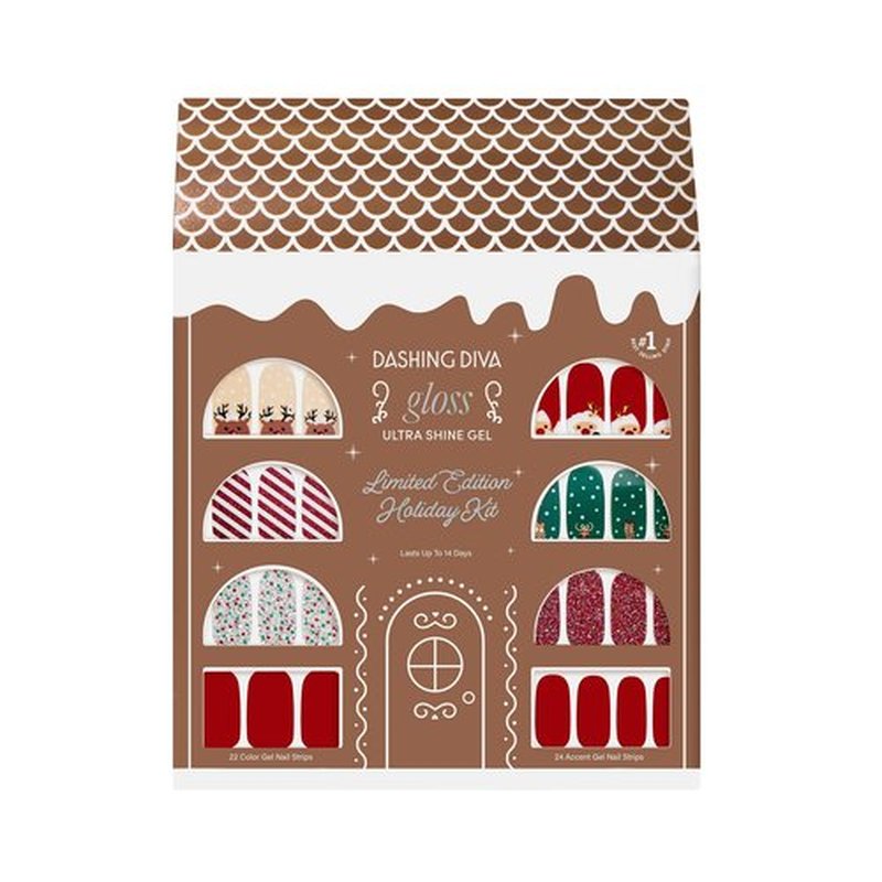 Dashing Diva Gloss Kit - Santa Said So - UV Free, Chip Resistant, Long Lasting Gel Nail Stickers - 3-Piece Manicure Set - Contains 46 Wraps, 2 Prep Pads, 1 File