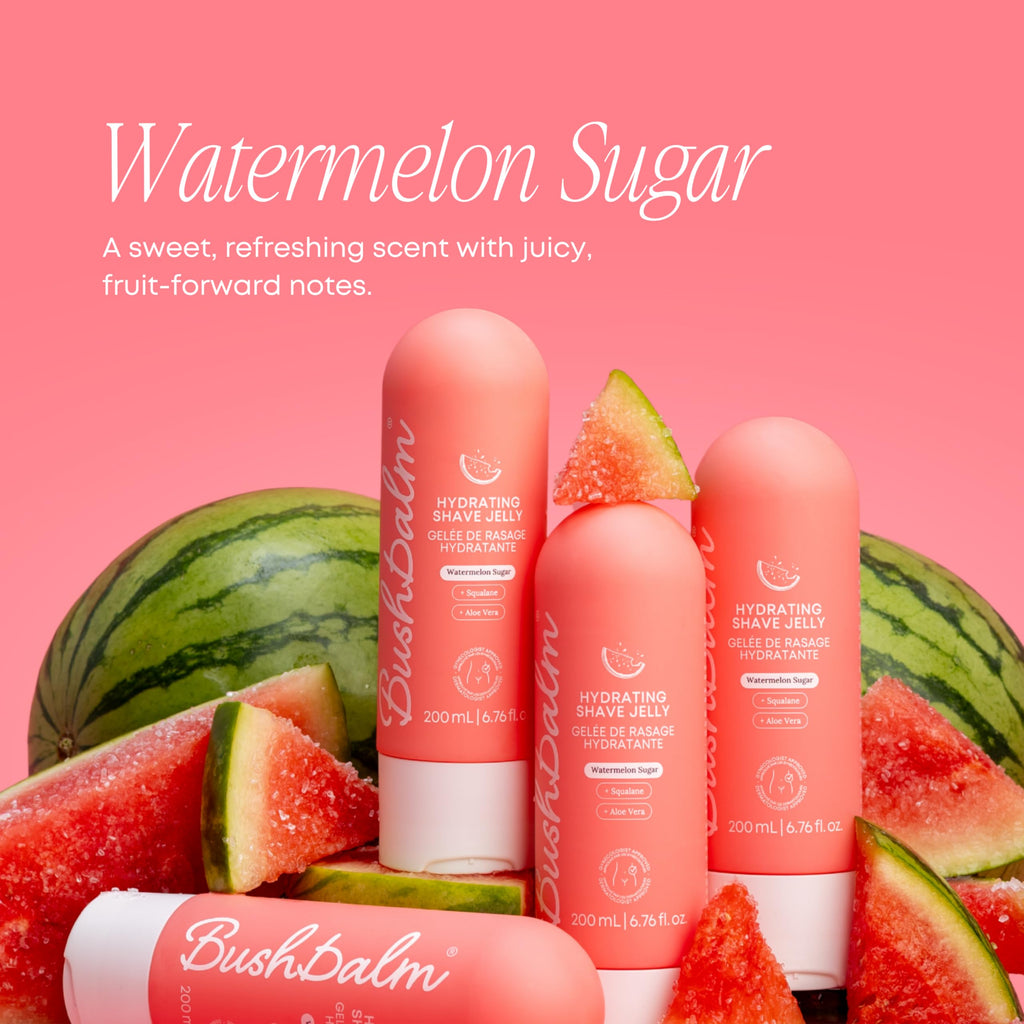 Bushbalm Hydrating Shave Jelly – Premium Soothing Shaving Gel for Women - Squalane and Aloe Vera, Helps With Post Shave Redness – 200ml Watermelon Sugar