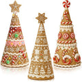 Simgoing Gingerbread Christmas Tree Figurines - 3 Pack Resin Tabletop Decorations for Holiday Centerpieces
