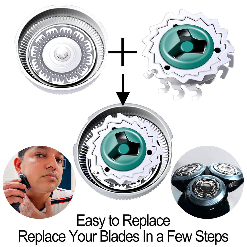 SH60/72 Replacement Heads Compatible with Philipsi Norelcoo Series 6000 Shaver, SH60 Shaving Replacement Head for Philipsi Razors S6820, S6810, S6850 S6880/81