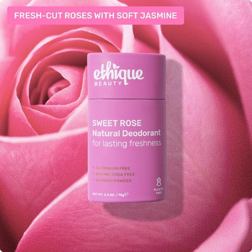 Ethique Beauty Sweet Rose Deodorant Stick - Aluminum-Free, Vegan & Eco-Friendly | 2.5 oz