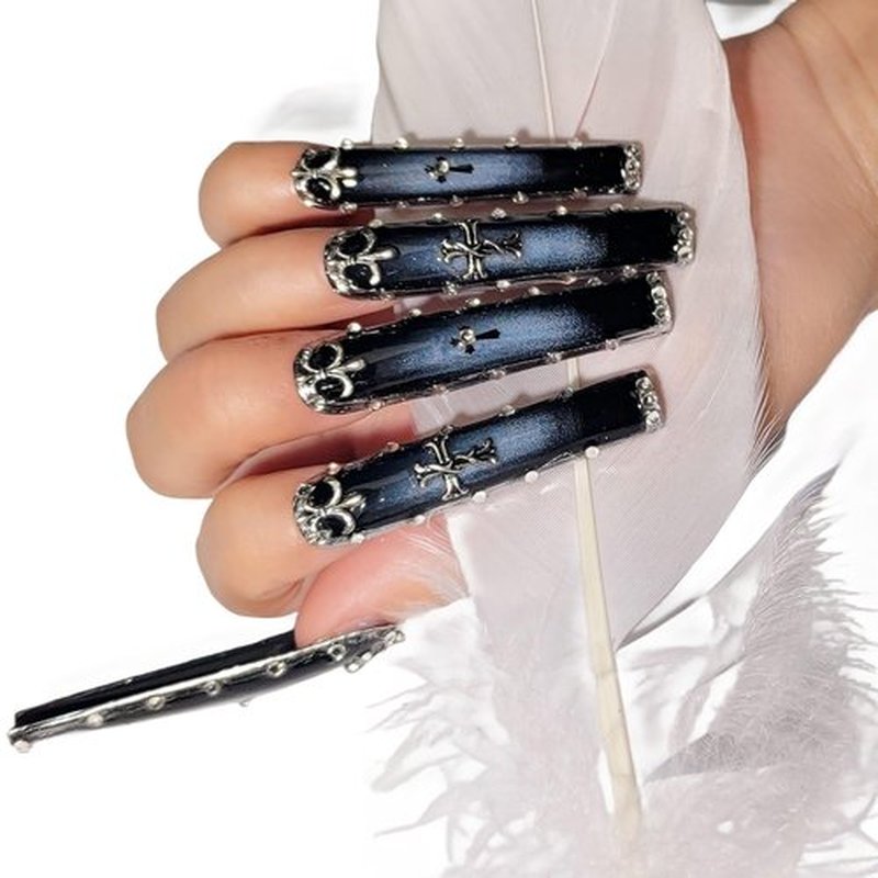 Handmade Extra Long Handmade Extra Long Press On Nails Square，10pcs 3d Handmade Press On Nails With Halloween Style Designs Suitable For Weddings, Parties, Festivals For Girls And Women