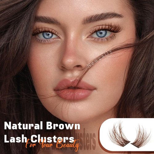 Brown Lash Clusters Natural Wispy Eyelash Clusters DIY Lash Extension C-curly Brown Eyelash Cluster Individuals Faux Mink Lashes Eyelash Extension by Newcally