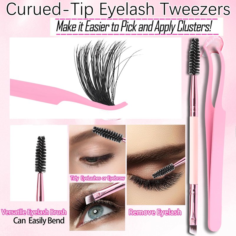 YIDUO Lash Cluster Kit Makeup Bag Set 1686pcs 40D+50D+60D+80D+100+Spikes+Bottom Full Eyelash Cluster Kit Volume Wispy DIY Lashes Extensions 10-20mm D Curl False Eyelash with 2X Bond&Seal DlY at Home