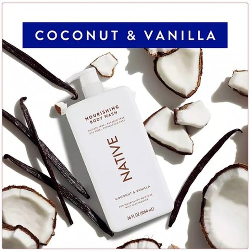 Native Body Wash - Coconut & Vanilla - Sulfate Free - 36 Fl Oz