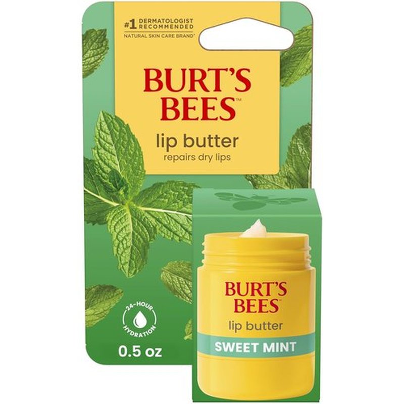 Burt's Bees Sweet Mint Lip Butter - 24-Hour Hydration & Moisture Lock - 0.5 Oz Antioxidant Rich Formula