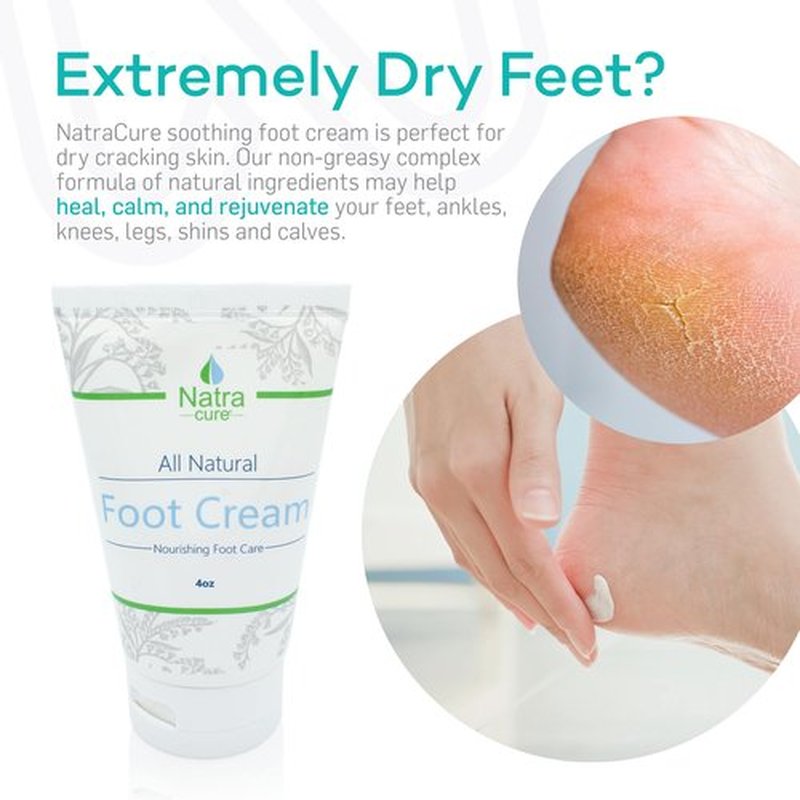 NatraCure Foot Repair Cream for Dry Cracked Heels & All Natural Foot Lotion for Dry Cracked Tired Feet Relief – Foot Moisturizer Pedicure Lotion & Foot Crack Cream for Foot Softening Treatment – 4 oz