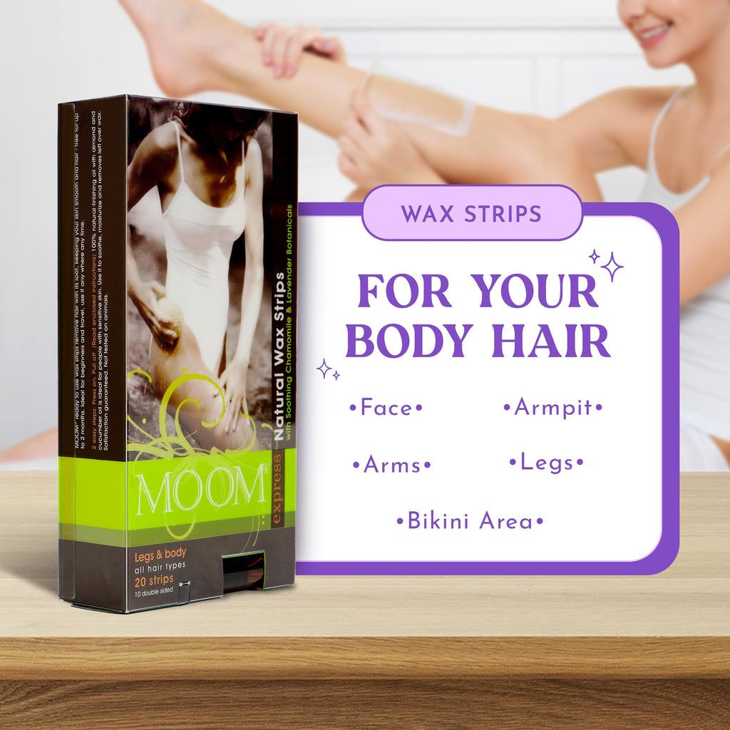 MOOM Ready to Use Wax Strips - Body & Legs Strips - 20 Count