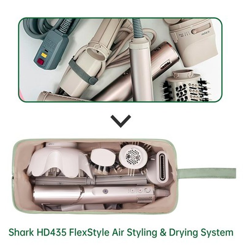 KarSyon Shark Flex Style Case for Airwrap Hair Dryer Brush Revlon Hair Tools Travel Bag Carrying Case Flat Curling Iron Organizer (Sage Green)