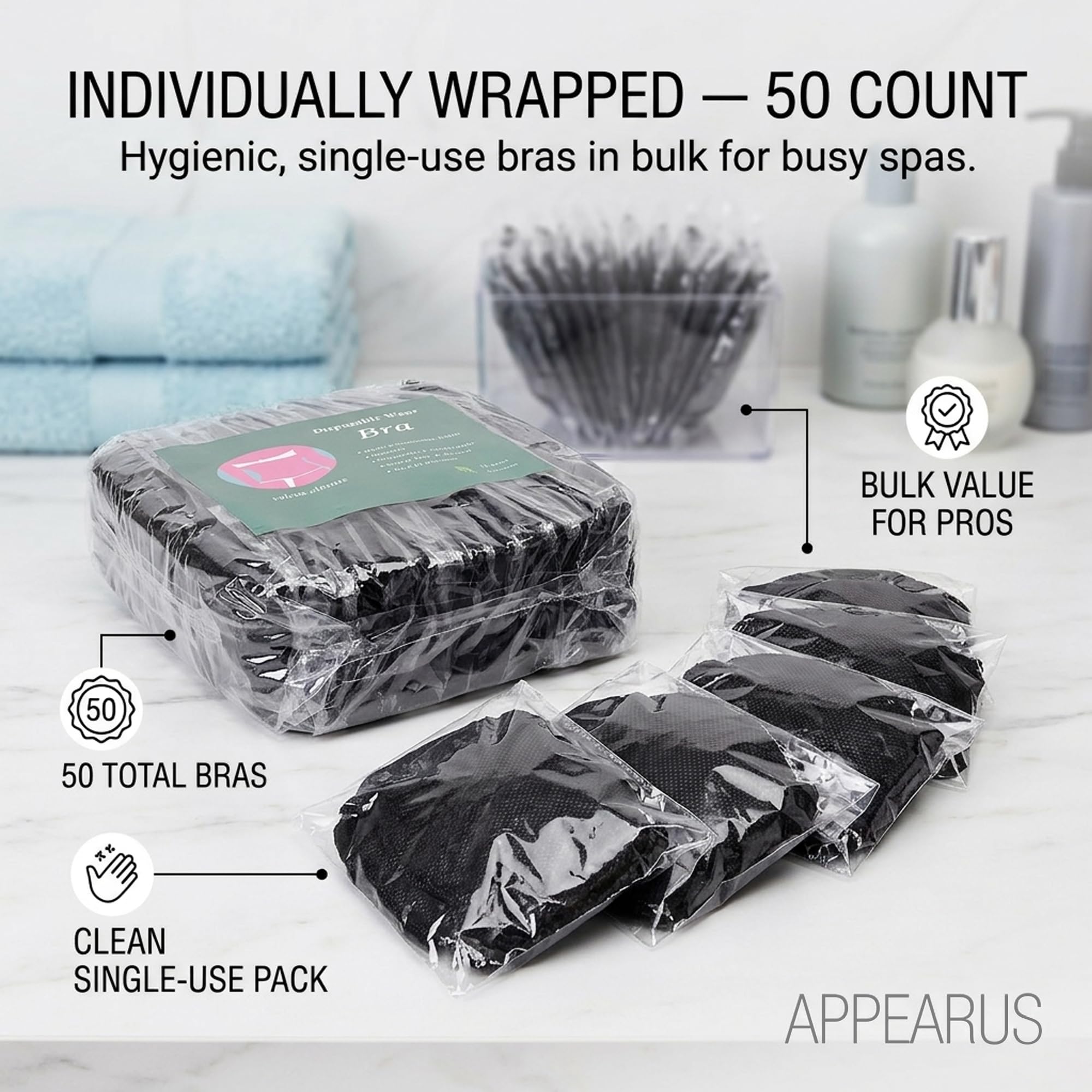 APPEARUS Disposable Bandeau Bra 50 Count