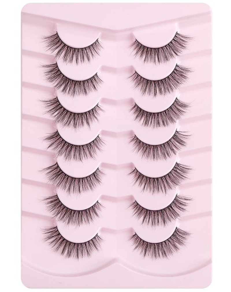 Onlyall Natural Lashes Wispy Lashes Natural Look False Eyelashes Flared Eyelashes 7 Pairs D-K06