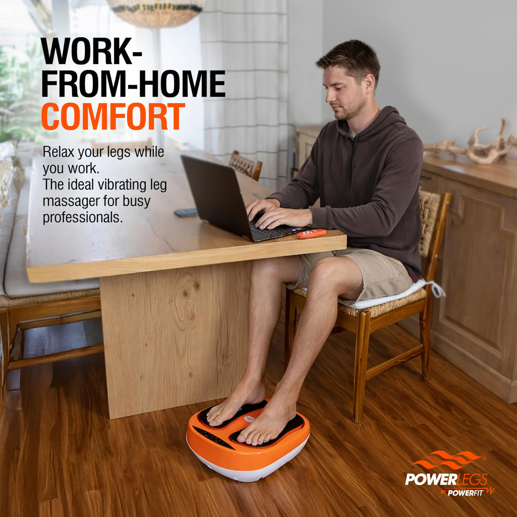 Power Legs Electric Foot Massager Machine with Remote Control, Adjustable Speed, Vibration - Calf Massager - Feet Massager for Neuropathy Pain Relief, Plantar Fasciitis, Leg Blood Circulation (Orange)