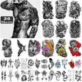 Yazhiji 36 Sheets Temporary Tattoos Stickers Include 12 Sheets Large Stickers Fake Body Arm Chest Shoulder Tattoos for Men and Women