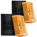 Wooden Beard Comb for Men & Case, Great Mustache Comb for Men, Dual Action Beard & Mustache Comb With Fine & Coarse Teeth, Mens Pocket Wood Comb, Peine Para Barba de Hombre (2 pack Comb+Case)
