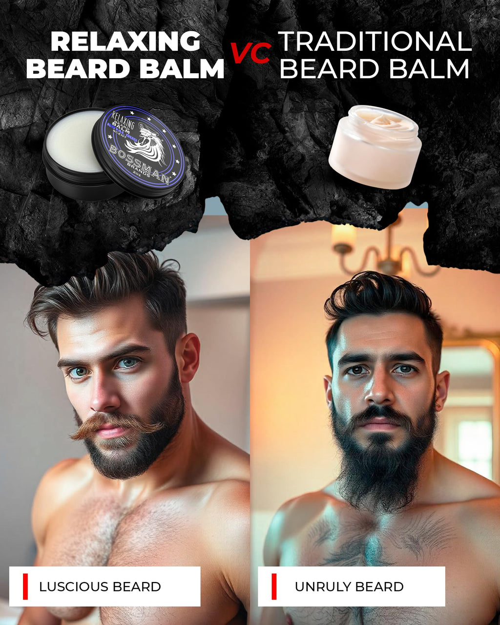 Bossman Relaxing Beard Balm - Beard Tamer, Relaxer, Thickener and Softener Cream - Made in USA (Hammer Scent)