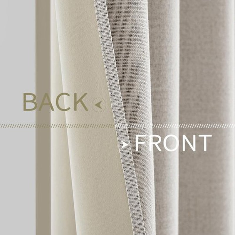 MIULEE Blackout Curtains - 100% Thermal Insulated Linen Textured Drapes | Cream White, 52 x 63 Inch (2 Panels)