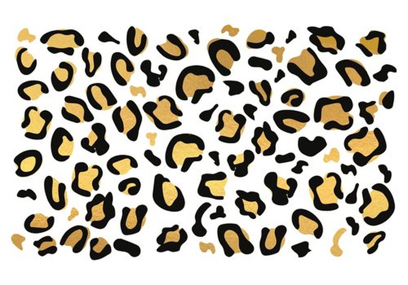 Metallic Leopard Print Temporary Tattoos / 5 Sheets/Sparkle Design for Halloween - Dance - Cheer - Team Spirit/Skin Safe/Removable (Metallic Gold & Black)