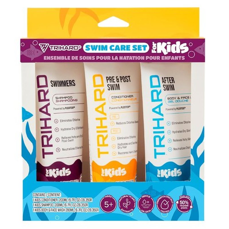 TRIHARD Kids 3-in-1 Shampoo, Conditioner & Body Wash - Chlorine Protection for Sensitive Skin & Hair
