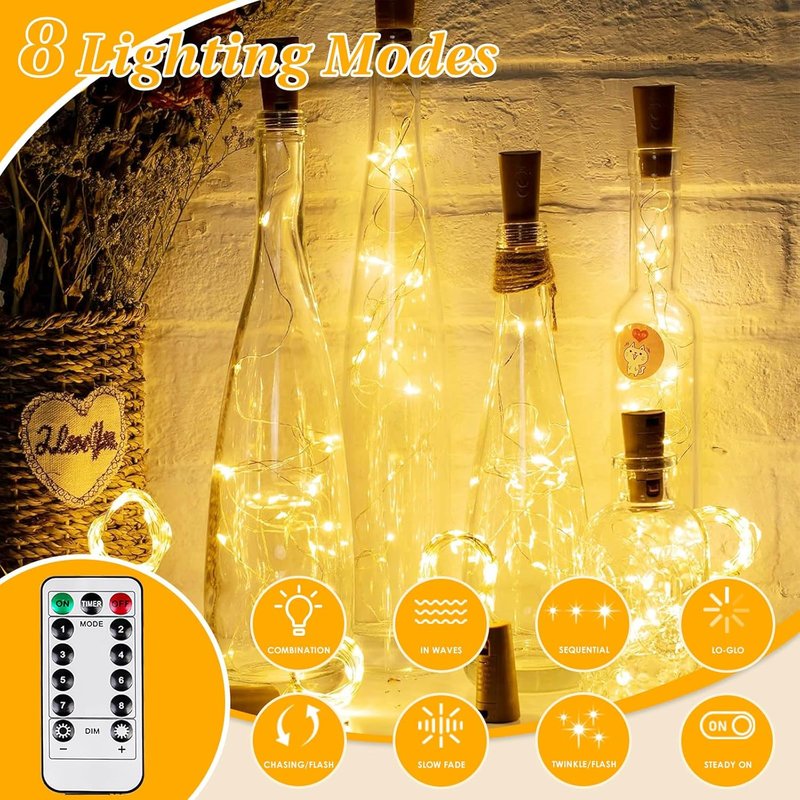 4Pack 80FT 240LED Fairy Lights - Battery Operated String Lights with Remote & Timer | 8 Modes for Indoor/Outdoor Use, Warm White