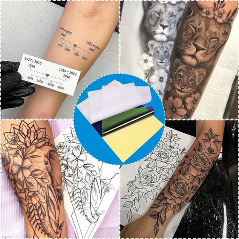 CINRA 20Pcs Tattoo Practice Skin with 20Pcs Transfer Paper, Tattoo Fake Skin and Tattoo Stencil Paper Kit Including Double Sided Skin and Tattoo Tracing Paper for Tattoo Practice Tattoo Kit Supplies