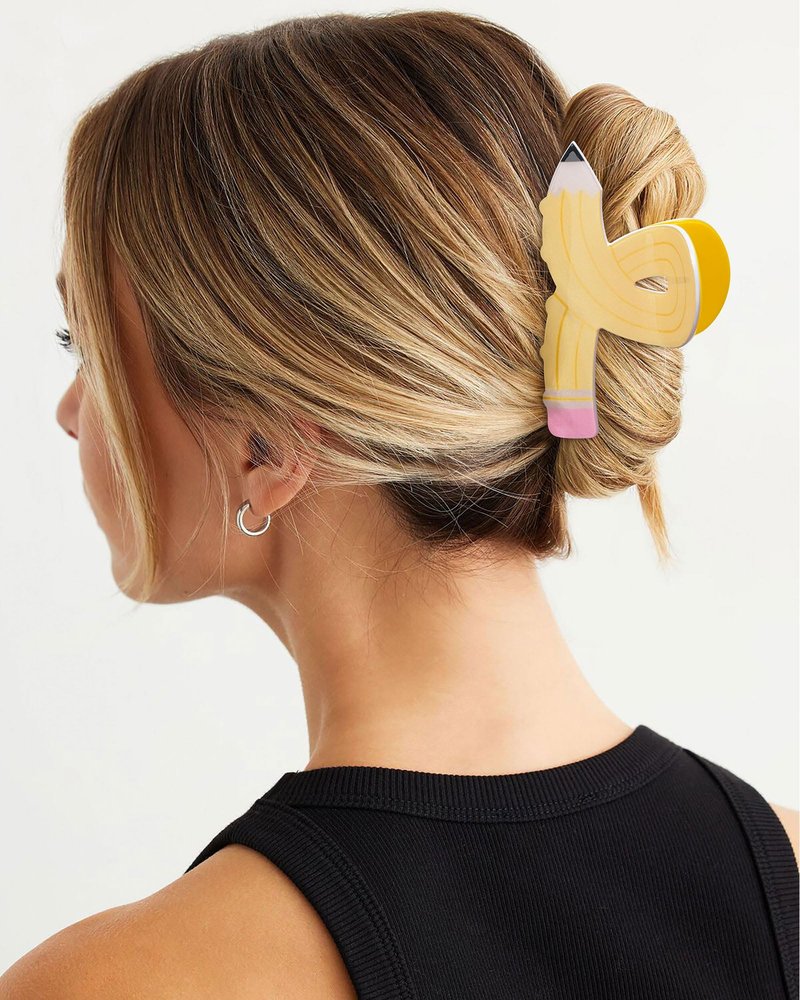 WELROG 3Pcs Hair Claw Clips for Women - Pencil Funny Claw Clips Back to School Appreciation Teacher Hair Clips