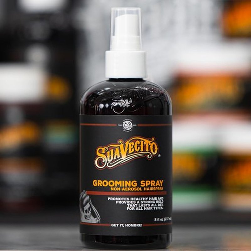 Suavecito Grooming Non-Aerosol Hairspray for Men - 8 oz | Classic Barber Scent, Strong Hold, Medium Shine