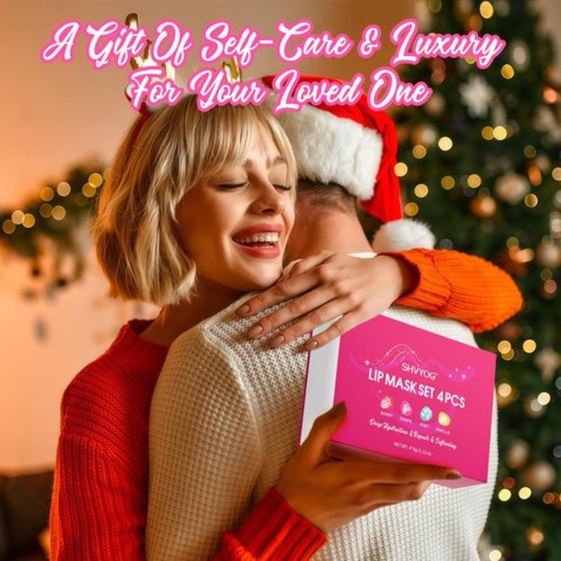 4 Pack Lip Mask Set, Hydrating Lip Mask Overnight - Berry, Grape, Mint, Vanilla Flavors, Lip Sleeping Mask Nourish Lip Balm with Vitamin C & Shea Butter | Dry Lips Care Gift