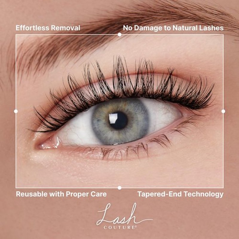 KISS Lash Couture LuXtensions Collection False Eyelashes, Flat Lash Technology, Super Slim Lash Band, Real Lash Extension Fibers, Reusable, Style ‘Russian Volume', 16mm, 1 Pair Strip Lashes