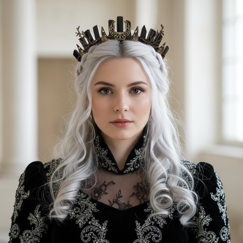 CoTeeZa Black Crystal Witch Crown for Women - Crow Skull Gothic Tiara Headband with Bronze Moon, Dark Queen Quartz Headpiece for Halloween Cosplay Wedding Prom Pageant Renaissance