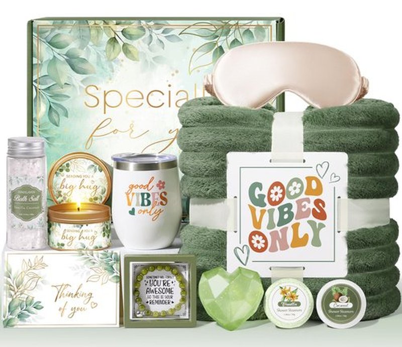 Mothers Day Birthday Gifts for Women Self Care Gift, Get Well Soon Gift Baskets Relaxing Spa Care Package for Women with Blanket, Unique Easter Gift Baskets for Mom Her Wife Girlfriend Friend Sister